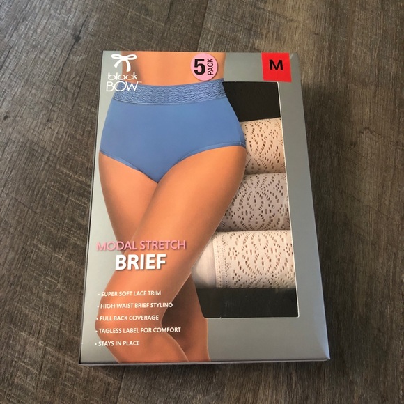 Black Bow Ladies' High Waist Brief, 5-pack - Picture 4 of 13
